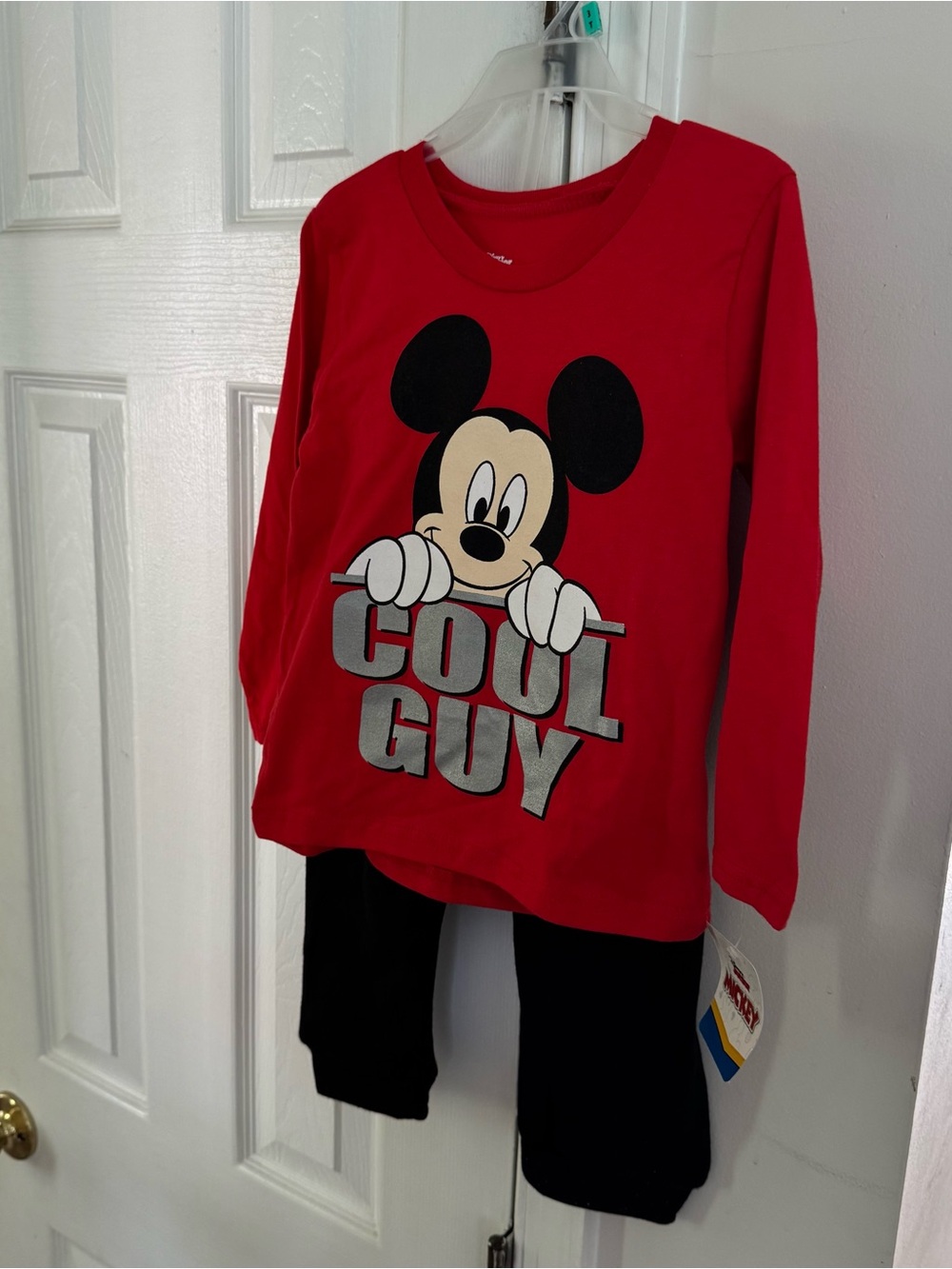 Disney Mickey Mouse Cool Guy Toddler Boys 3T 2 Piece Pajama Set Red Black NWT - Picture 7 of 16